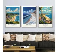 Póster de paisaje del Mar Muerto, impresiones artísticas de Israel, lienzo de viaje de los Hamptons, decoración para el hogar, dormitorio, sala de estar, 35 x 50 cm, 3 piezas sin marco