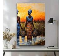 Póster de paisaje rural africano, arte mural, impresión, obra de arte patrimonial, póster de viajes culturales, obra de arte vintage, decoración para sala de estar y baño (70 x 100 cm/sin marco)