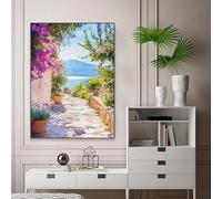 Póster de paisaje rústico mediterráneo con olivo italiano, cocina griega, impresiones en lienzo, pintura, arte de pared, decoración del hogar (60 x 80 cm/sin marco)