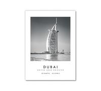 Póster de paisaje urbano en blanco y negro de Dubái, pintura en lienzo, impresión de paisaje de la ciudad de los EAU, imágenes para decoración de sala de estar (30 x 45 cm, sin marco)