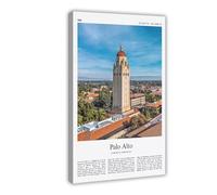 Póster de Palo Alto con impresión a color real de Palo Alto, póster de viaje, regalo de California, Estados Unidos, Estados Unidos, impresión artística en lienzo, marco de 50,8 x 76,2 cm