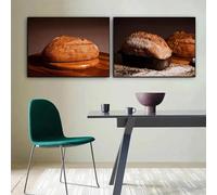 Póster de pan, baguette de comida, trigo integral, arte de pared, imágenes de cocina, impresiones en lienzo, pintura para decoración de sala de estar, 30 x 45 cm, 2 piezas, sin marco