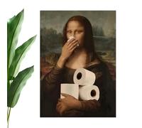 Póster De Pared - 11,81 X 15,75 Pulgadas Un Divertido Póster De Mona Lisa Pellizcando Su Nariz, Divertido Cuadro En Lienzo Enmarcado | Pósteres Para Dormitorio | Para Fiesta De Cumpleaños, Niños, Niña