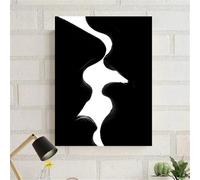 Póster de pared abstracto moderno en blanco y negro con pareja besándose, impresión en lienzo HD, decoración para el hogar, sala de estar, dormitorio, entrada (60x90cm/sin marco)