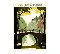 Póster de Pared Canales de Ámsterdam,Lámina de Arte de Ilustración de Viajes,Cartel de Pintura de Alfonso Trufa Holanda,Imagen en Lienzo de Hito Turístico,Decor Arte de Pared Dormitorio,Sin Enmarcar