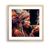 Poster de Pared Chamán Indio Ayahuasca Póster Marco Roble Claro 40x40cm Moderno Cuadros Decorativo Decoracion Salon Dormitorio Cocina Cuadros Pared Imágenes Wall Art Prints Decor P2NAC40x40-5744