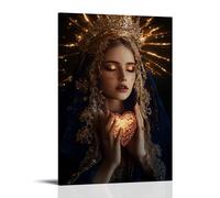 Póster de pared con diseño del Sagrado Corazón de María, Virgen María, impresiones de arte religioso católico, decoración de pared moderna basada en la fe para sala de estar, esquina de oración, hogar