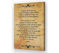 Póster de pared con versículo bíblico de oración de la serenidad, marco vintage, arte de pared con texto en inglés "God Grant Me The Serenity", religioso, inspirador, cita bíblica, póster impreso en