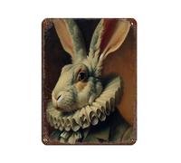 Póster de pared de conejo de estilo victoriano, cartel de metal retro, arte elegante, pintura de hierro, bar, cueva de personas, cafetería, garaje, decoración de pared, 30 x 40 cm