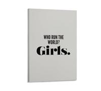 Póster de pared de Who Run The World Girls Feminist Future Is Feminist Feminist, lienzo, póster para sala de estar, dormitorio, baño, oficina, decoración del hogar, 30 x 45 cm