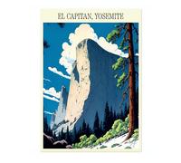 Póster de Pared El Capitán,Yosemite,Lámina de Arte de Ilustración de Viajes,Cartel de Pintura de Alfonso Trufa EE.UU.,Imagen en Lienzo de Hito Turístico,Decor de Arte de Pared Dormitorio,Sin Enmarcar