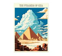 Póster de Pared Las Pirámides Giza,Lámina de Arte de Ilustración Viajes,Cartel de Pintura de Alfonso Trufa Egipto,Cuadro en Lienzo de Hito Turístico,Decor de Arte de Pared Sala de Estar,Sin Enmarcar