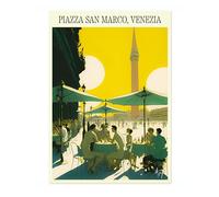 Póster de Pared Piazza San Marco,Venecia,Lámina de Arte de Ilustración de Viajes,Cartel de Pintura de Alfonso Trufa Italia,Cuadro en Lienzo de Hito Turístico,Decor de Arte de Pared,Sin Enmarcar