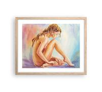 Poster de Pared Póster Marco Roble Claro 50x40cm Mujer Desnudez Aparte De Moderno Cuadros Decorativo Cuadros Pared Imágenes Decoracion Salon Dormitorio Cocina Wall Art Prints Decor P2NAA50x40-4174