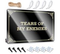 Póster de pared rústico de inapropiado, diseño de cita divertida para paredes de garaje, área suave de metal antioxidante, lágrimas de mis enemigos (30 x 40 cm)