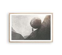 Poster de Pared Sísifo Trabajo Piedra Póster Marco Roble Claro 91x61cm Moderno Cuadros Decorativo Decoracion Salon Dormitorio Cocina Cuadros Pared Imágenes Wall Art Prints Decor P2NAA91x61-5105