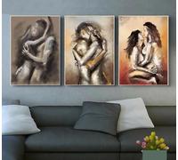 Póster de pareja moderna con beso y abrazo, abstracto, erótico, desnudo, para amantes, arte de pared, lienzo, pintura para habitación, decoración del hogar, 50 x 75 cm, 3 unidades, sin marco