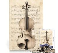 Póster de partituras para violín, Rompecabezas de 1000 Piezas para Adultos, práctica de lógica, Entretenimiento Informal, Bordes limpios, Navidad (38x26cm)