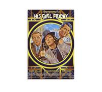 Póster de película clásica con texto en inglés "His Girl Friday" (9) lienzo impreso, pintura de pared, pósteres artísticos para decoración moderna del hogar, 60 x 90 cm
