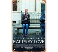 Póster de película con texto en inglés "Eat, Pray, Love", decoración de pared para el hogar, letrero de metal retro, 20 x 30 cm