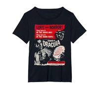 Póster de película Love That Horror of Dracula Art Christopher Lee Camiseta, Mujer Tallas Grandes, Negro, 1XL Grande