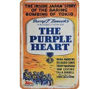 Póster de película retro con corazón morado, letrero de lata de 1944, vintage de película antigua, letrero de metal, letrero de TV, bar, regalo, karaoke, club de música, restaurante, cueva de hombre