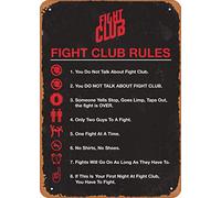 Póster de película retro de metal con reglas del club de lucha, decoración de pared, letrero de lata de 8 x 12 pulgadas