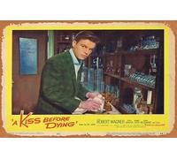Póster de película vintage con texto en inglés "A KISS BEFORE DYING" (Un beso antes de morir), tarjeta original del vestíbulo de 8 Robert Wagner, cartel de estaño, retro, clásico, clásico, póster de