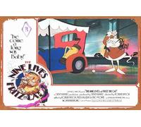 Póster de película vintage con texto en inglés "Las nueve vidas de Fritz the Cat" de 1974, tarjeta de vestíbulo 3 retro de película antigua, póster de metal, letrero de TV, bar, pared, club