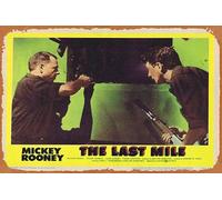 Póster de película vintage con texto en inglés "The Last Mile" (La última milla), tarjeta de vestíbulo original 8, Mickey Rooney, Frank Overton, retro de película antigua, póster de metal, letrero de