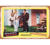 Póster de película vintage con texto en inglés "The Long Wait" (La larga espera), tarjeta de vestíbulo de 7 MICKY SPILLANE Anthony Quinn Peggie Castle Retro of Classic Old Film Poster Metal Sign TV