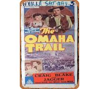 Póster de película vintage The OMAHA TRAIL Daybill Póster de película James Craig Western Retro of Classic Old Film Poster Metal Sign TV Bar Wall Club Restaurant Man Cueva Decoración de pared 8 x 12