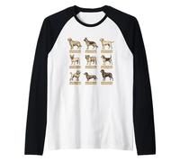 Póster de Perro de Estilo Vintage con Nombres Latinos de Razas de Perros Camiseta Manga Raglan
