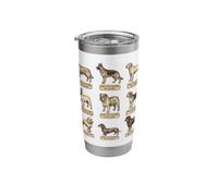 Póster de perro de estilo vintage con nombres latinos de razas de perros Vaso térmico de acero inoxidable de doble pared