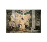 Póster de Piero Della Francesca Sigismondo Pandolfo Malatesta arrodillado ante San Sigismundo (1451), arte de pared, impresiones para dormitorio, decoración del hogar, cuadros en lienzo, sin marco, 50