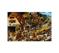 Póster de Pieter Bruegel The Elder - Los Proverbios de los Países Bajos, obra maestra clásica, arte para pared, pintura en lienzo, obras de arte, dormitorio, sala de estar, decoración de 30 x 45 cm