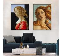 Póster de pintura al óleo clásica de Sandro Botticelli, impresiones de arte renacentista, Nacimiento de Venus, pintura en lienzo, galería, decoración del hogar, 40 x 50 cm, 2 piezas, sin marco