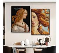 Póster de pintura al óleo clásica de Sandro Botticelli, láminas de arte renacentista, El nacimiento de Venus, lienzo para galería, decoración del hogar y dormitorio (30x45cm-2 piezas)