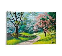 Póster de pintura al óleo de camino de montaña, arte vintage, lienzo de pared, decoración estética, sala de estar, habitación de los niños, cafetería, baño, adecuado para dormitorio, gimnasio, clásico