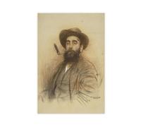 Póster de Ramon Casas con autorretrato para dormitorio, lienzo decorativo para pared, oficina, habitación, decoración estética, regalo, sin marco, 50 x 75 cm