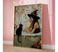 Póster de "Reflexiones en la bañera", impresión gótica de Halloween, bonito lienzo de arte de pared caprichoso, decoración para sala de estar, 50 x 70 cm, sin marco