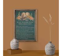 Póster de reglas de sala de lectura, impresión artística para amantes de los libros, póster de amor por la lectura, regalos para nerds, decoración de pared, decoración de cocina, póster de metal de 8