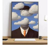 Póster de René Magritte, caligrafía de Son of Man en HD, impresiones en lienzo para sala de estar, dormitorio, bar, decoración de pared estética (30 x 50 cm, sin marco)