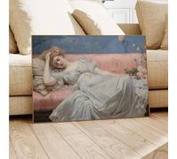 Póster de retrato de chica "Don't Rush Me", pintura en lienzo vintage de la Bella Durmiente de mediados de siglo, decoración moderna para habitación femenina (80 x 120 cm, sin marco)