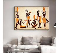 Póster de retrato de mujer africana vintage con impresión en lienzo, cuadro étnico naranja divertido para sala de estar, decoración del hogar, obras de arte de 70 x 100 cm (28 x 39in)