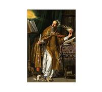 Póster de San Agustín de Philippe De Champaigne para dormitorio, lienzo decorativo impreso, arte de pared, oficina, habitación, decoración estética, regalo, sin marco, 60 x 90 cm