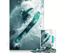 Póster de Snowboarder en Vuelo Rompecabezas de 1000 Piezas para Adolescentes Rompecabezas de lógica Clara Juguete Tiempo de Paz Corte Lista de Deseos de Santa (50x75cm)