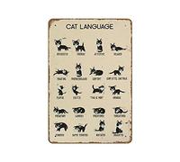 Póster de tabla de idiomas de gato, póster divertido de gato L, arte de gato, mamá, arte de pared de gato, baño, gato negro, vintage, decoración del hogar, póster de decoración de pared, letrero de