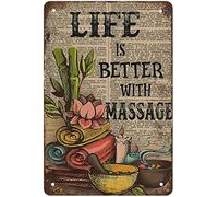 Póster de terapeuta de masaje grueso Life Is Better With Masagemassage Room Therapypa Coffee Vintage Decor Poster Wall Art Decor Metal Sign Poster 8 x 12 pulgadas