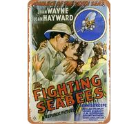 Póster de The Fighting Seabees (1944) para decoración de pared del hogar, letrero de metal retro, 20 x 30 cm